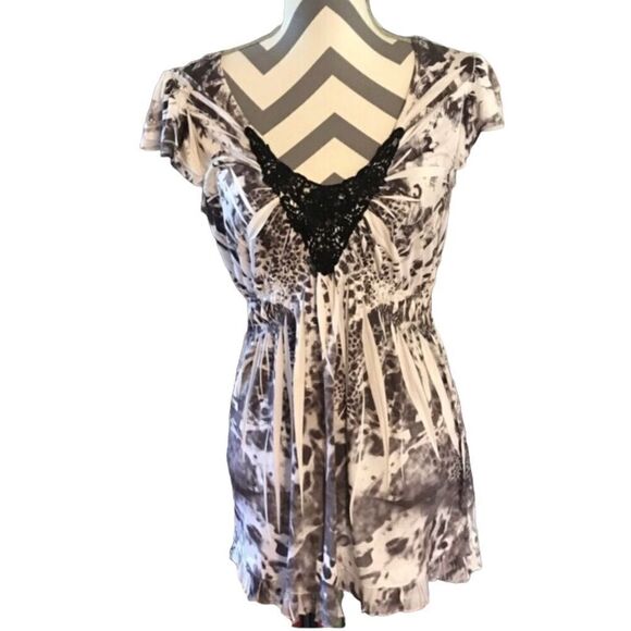 One World SMALL Stretch Tunic Black, Grey & White - Picture 1 of 6